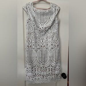 White House Black Market Intricate White Lace Midi Dress